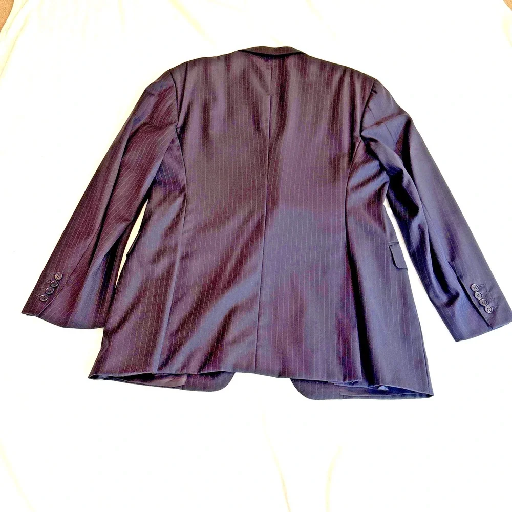 Canali Nordstrom Blazer Mens Black Pinstripe Wool Made in Italy Mens 42 Jacket